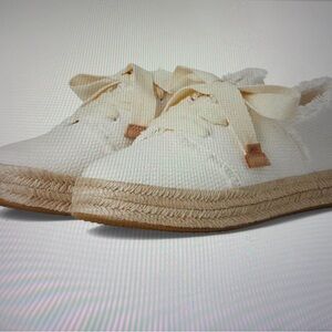 Casual Cream Espadrille Sneaker with Ribbon Laces
